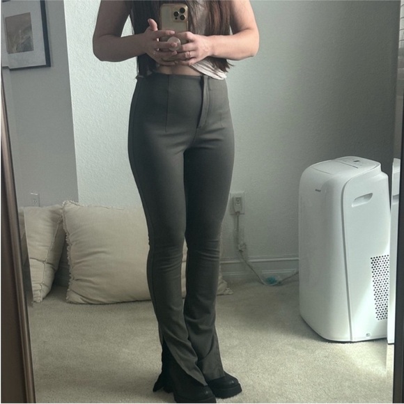 Zara Highrise Green Split Hem Straight Leg Leggings Size extra small - Picture 15 of 15